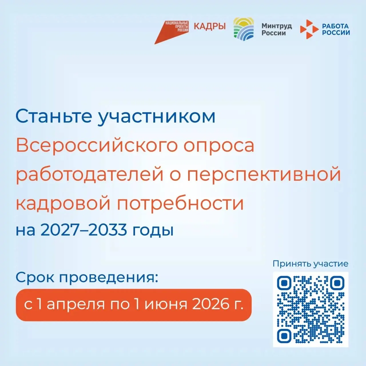 С 1 апреля стартовал ежегодный Всероссийский опрос работодателей о перспективной кадровой потребности